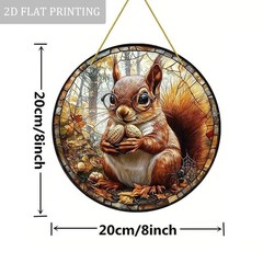 SET OF 2 – 2D Flat Acrylic 3 Pumpkins/ Squirrel hanging catcher 7.8″ Round
