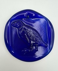 Blenko Cobalt Blue Art Glass Parrot Bird Suncatcher 4” Hanging Decor Vintage