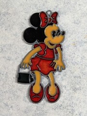 VINTAGE Disney Minnie Mouse Stained Glass Suncatcher Very Good Color No Chips