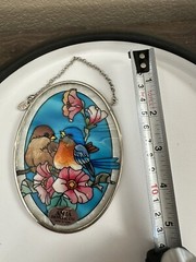 AMIA Oval Glass Birds Floral SUNCATCHER Window MULTI COLOR Beautiful NEW