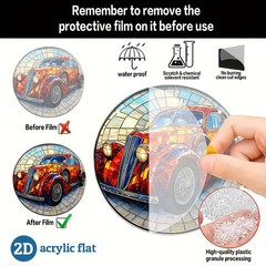 Colorful Antique‑Car Pattern Acrylic Suncatcher Patio Outdoor Decoration Gift