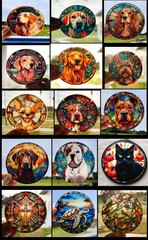 Suncatcher Dog Cat Birds Cross Labrador Retriever 6″ Round Combined Shipping Lot