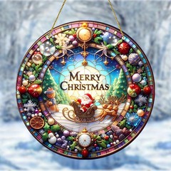 Xmas Reindeer Bear Snowflake Ornament Border Printed Acrylic Hanging Sign