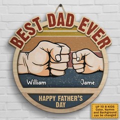 Best Dad Ever Personalized Wooden Sign with Rope Father’s Day Gift