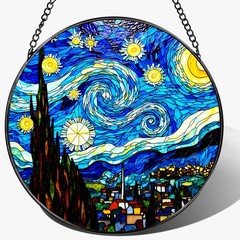 “8” Van Gogh Starry Night Sun Catcher – Stained Glass Window Decor Gift”