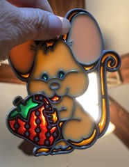 2 Vintage Mouse Sun-catchers One With Strawberry and One Cooking
