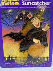 Vintage New Halloween Suncatcher Pumpkin & Witch Window Decor Ornament Plastic