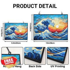 HYPESTYLE Ocean Wave Suncatcher 9.4×7.1 Stained Glass