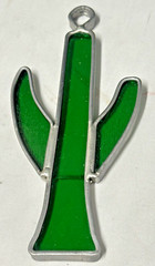Suncatcher Window VINTAGE LEADED Lead STAINED GLASS Green Cactus