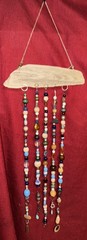 Beaded driftwood wall hanging suncatcher handmade charms Beachy 33”L
