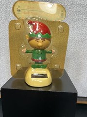 SOLAR POWERED DANCING ELF BOBBLE HEAD TOY CHRISTMAS SANTA HELPER