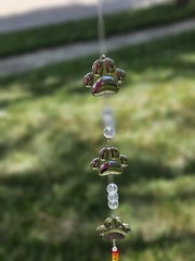 Paw Print Pet Memorial Suncatcher Heart Crystals Prisms Hanging Garden Decor