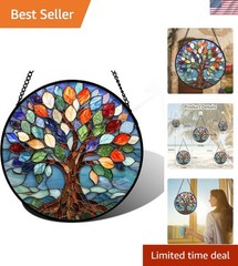 Handcrafted Stained Glass Tree of Life Window Decor – Colorful Suncatcher Gift