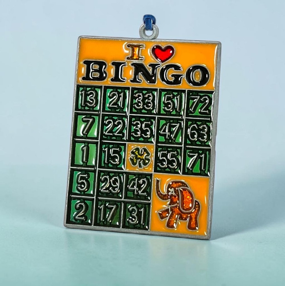 Vintage I Love Bingo Suncatcher Ornament Melt Bead Lucky Elephant Clover Retro