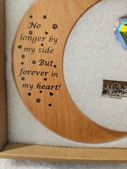 New Motaweek Dog Memorial Half Wood Moon Rainbow Heart Suncatcher Forever 7″