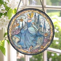 Personalized Cinderella Suncatcher, Custom Name Princess Stained Glass Window Ha