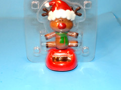 2 SOLAR POWERED SWINGING SANTA REINDEER BOBBLE HEAD SUN CATCHER CHRISTMAS NEW