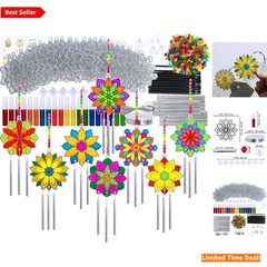 Colorful 24 Lotus Flower Suncatcher & Wind Chime Art Kit for Kids’ Creativity