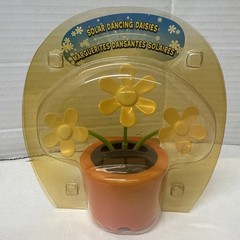 Solar DANCING DAISY Orange Flower Pot White TRIPLE TOY DAISIES Gift BOBBLE HEAD