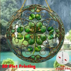 St. Patrick’s Day Ornate Four-Leaf Clover Acrylic Window Hanging Home Decor