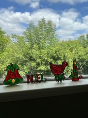 Vintage Suncatcher Ornament Christmas 5” Faux Stained Glass MCM Decor Set Of 4!!