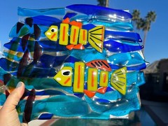 fused glass ocean scene artwork – 10×12 inches – handmade