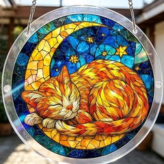 Cat Moon Floral Acrylic Jigsaw DIY Puzzle Suncatcher Window Hanging Home Decor