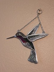 Amia Handpainted Glass Hummingbird Suncatcher Bird Window Decor Nature Country