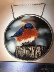 Blue Bird Glass Sun Catcher 6.5”