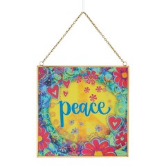 Peace Suncatcher Izzy and Oliver Brand 18 cm Vivid Colours Hearts Glass Chain