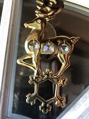 24K Plated Decorated W/ Austria Swarovski Crystal Reindeer Sun catcher VTG