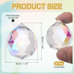 20Pcs Crystal Ball Prism 30mm/1.2″ Decorative Ball Suncatcher Beads AB Color