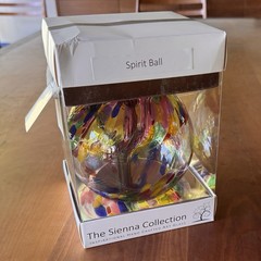 The Sienna Collection Spirit Ball pink, blue, yellow, and clear Glass BEAUTIFUL