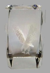 Clear Glass Paperweight Crystal Eagle in Flight Imbedded Heavy One Pound -HM2