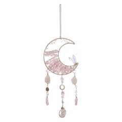Pink Moon Shape Rainbow Suncatcher Crystal Moon Hanging Charm Window Decor