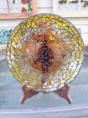 Yellow and Amber stained glass mosaic suncatcher