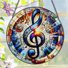 Musical Note Stained Glass Suncatcher Window Decor Gift for Music Lovers