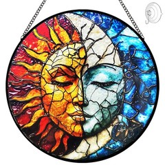 Celestial Stained Glass Suncatcher – Handmade Window Decor for Home & Garden
