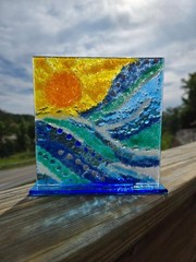 Water and Sun Beach Fused Glass Suncatcher