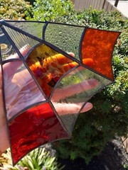 Stained glass rustic spider web corner cobweb halloween decor cottagecore autumn