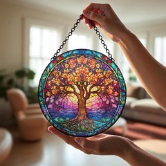 10Inch Stained Glass Suncatcher Window Decor for Home, Gifts & Holidays