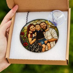 Custom Family Photo Sun Catcher Personalized Gift for Mom Wife Parents