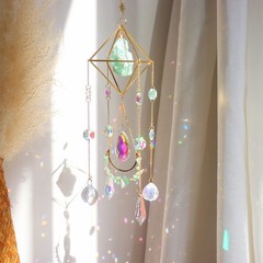 Fluorite Crystal Suncatcher Pendant for Home Garden Window Decor Prisms