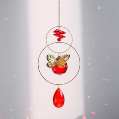 Crystal Suncatcher Wind Chimes,Red Crystal Suncatcher Prisms Butterfly Sun Catch