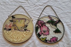 Amia Denver Co Hand Painted Teacup Mother Pink Roses Suncatcher & Hummingbird 2