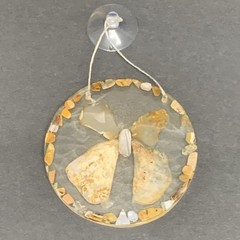 Handcrafted Suncatcher resin & various Oregon Native Agates Butterfly gemstone