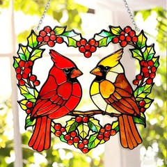 Cardinal Stained Glass Sun Catchers, Suncatchers for Windows Hanging
