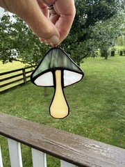Handmade Stained Glass Mushroom Suncatcher Earth Tone Colors