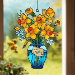 Everlasting Daffodils Vase Suncatcher Acrylic Window Decor Gift