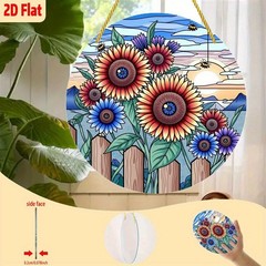 Vintage Sunflower Bee Acrylic Suncatcher Window Hanging Decor Farmhouse Gift